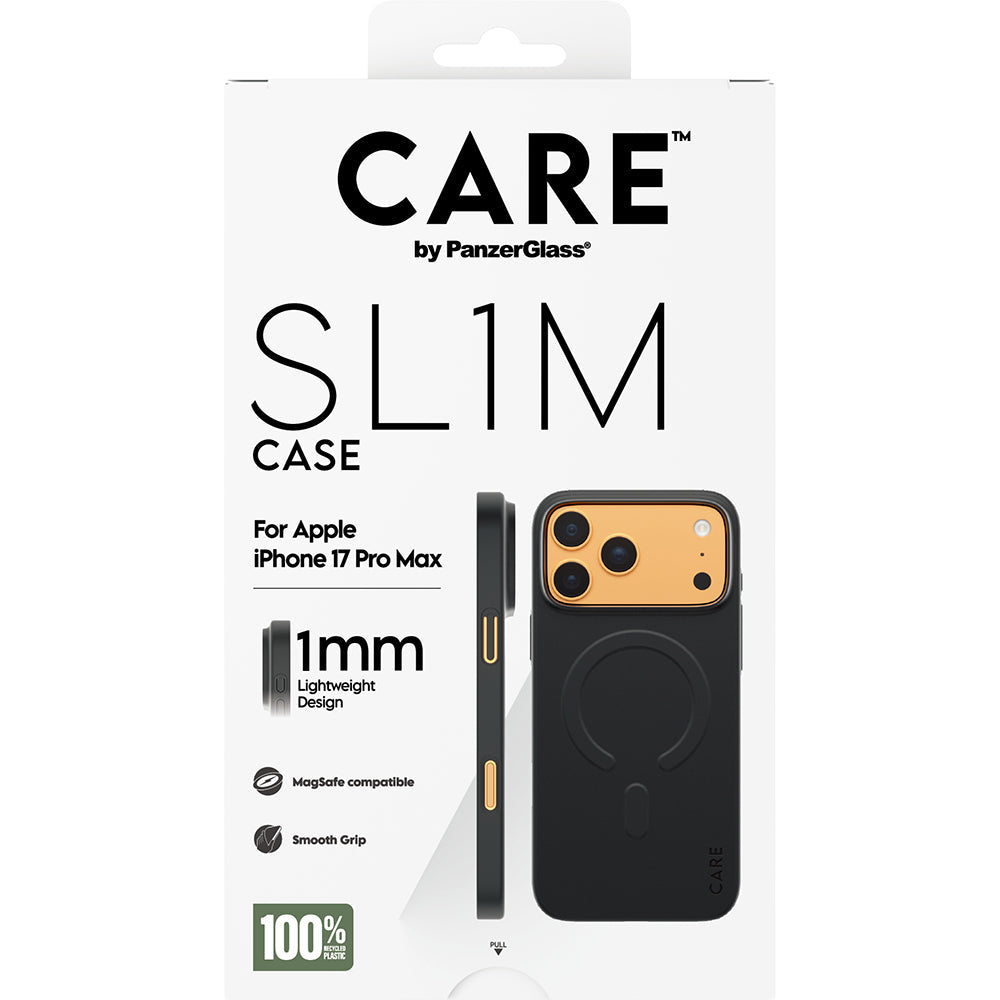 Handyhülle für iPhone 17 Pro Max, CARE by PanzerGlass SL1M mit MagSafe, Schwarz