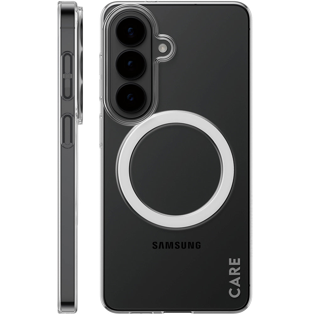 Handyhülle für Galaxy S26, CARE by PanzerGlass SL1M mit MagSafe, Transparent und Weiß