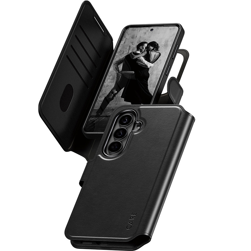 Handyhülle für Galaxy S26, CARE by PanzerGlass Tango 2in1 Wallet mit MagSafe, Schwarz