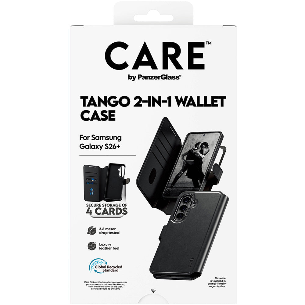Handyhülle für Galaxy S26 Plus, CARE by PanzerGlass Tango 2in1 Wallet mit MagSafe, Schwarz