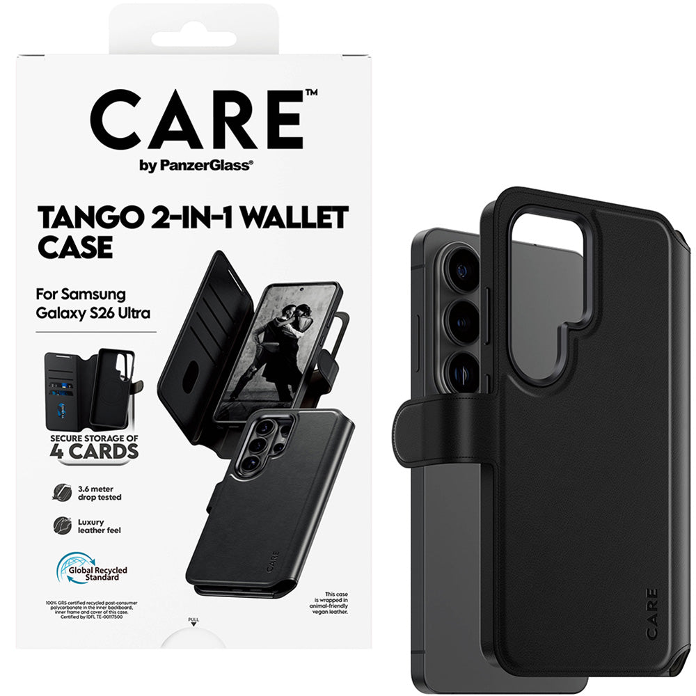 Handyhülle für Galaxy S26 Ultra, CARE by PanzerGlass Tango 2in1 Wallet mit MagSafe, Schwarz