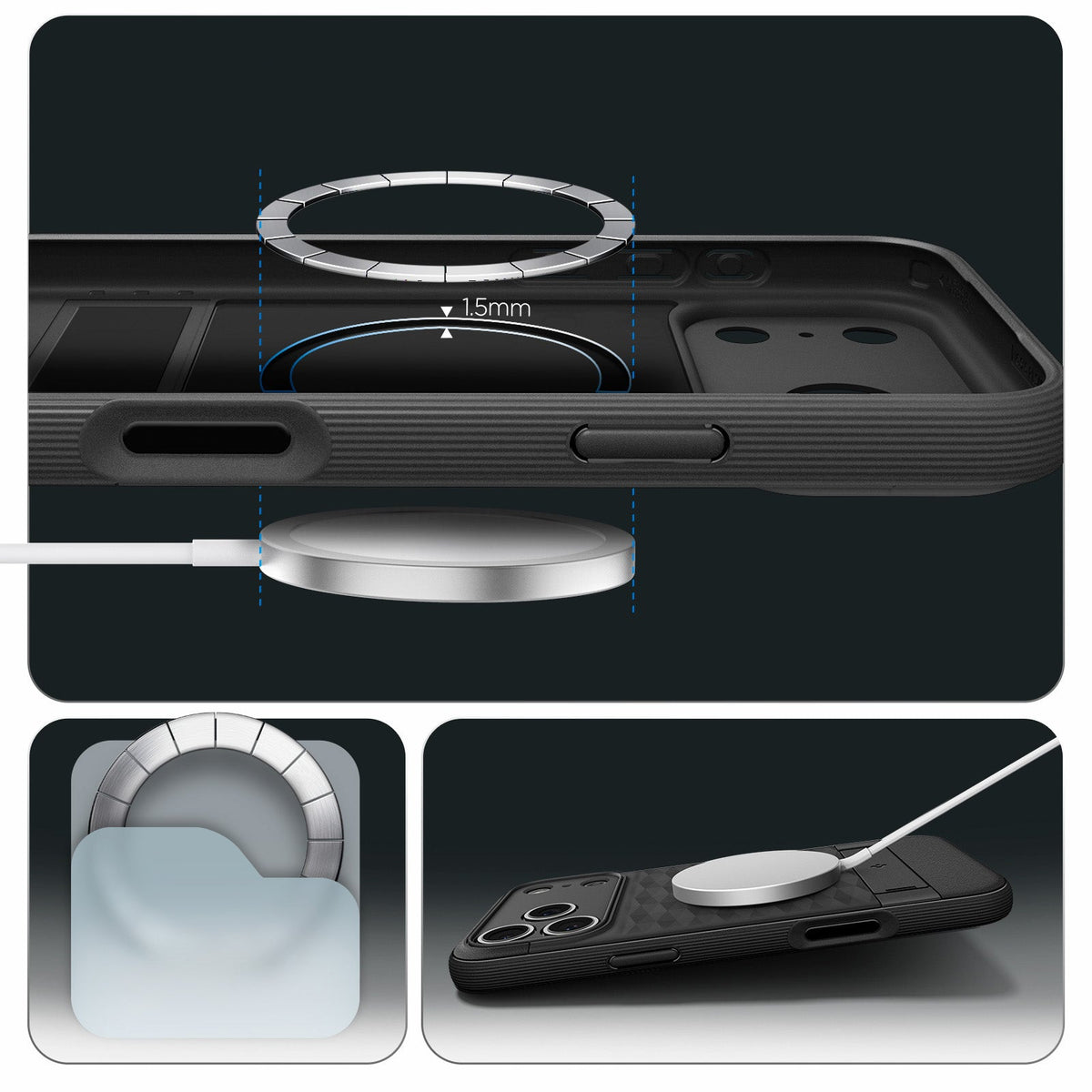 Handyhülle für iPhone 18 Pro / 17 Pro, Spigen Parallax S Mag mit MagSafe, Schwarz