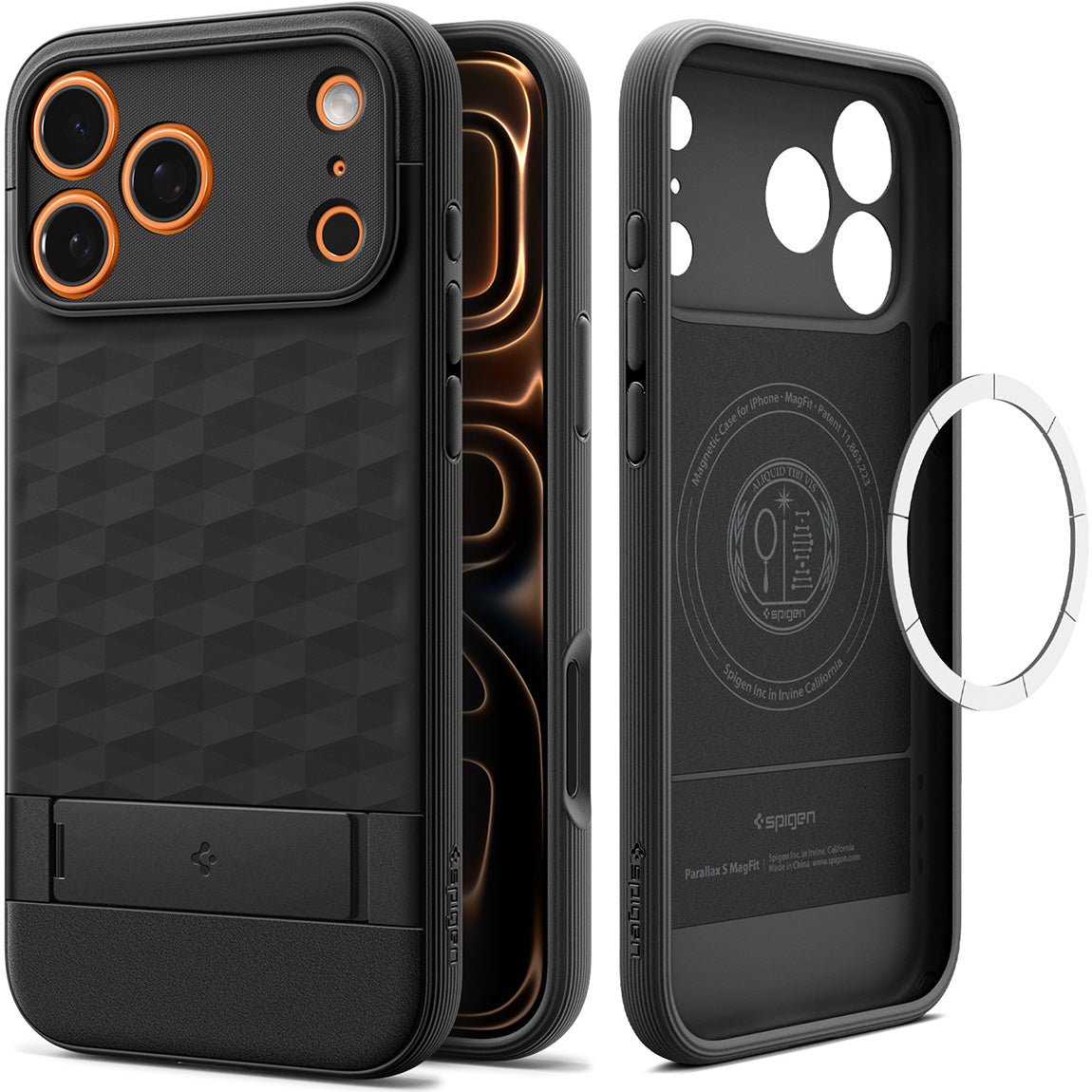 Handyhülle für iPhone 17 Pro Max, Spigen Parallax S Mag mit MagSafe, Schwarz