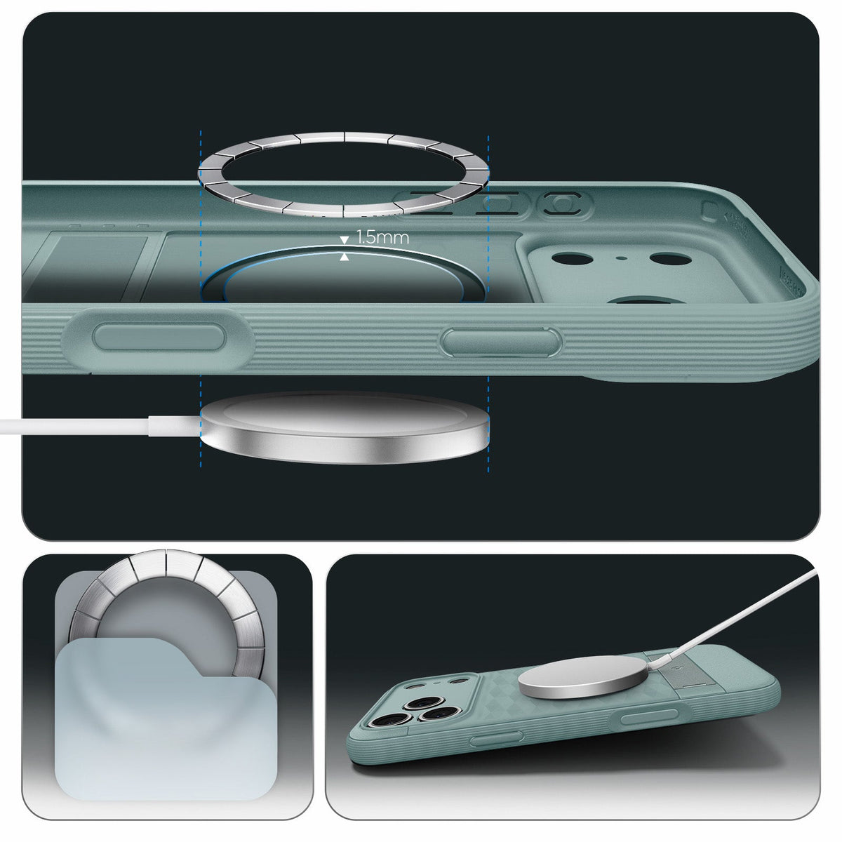 Handyhülle für iPhone 17 Pro, Spigen Parallax S Mag mit MagSafe, Grün