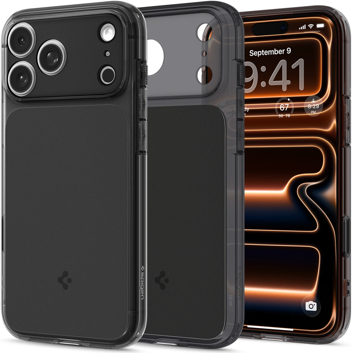 Handyhülle für iPhone 17 Pro, Spigen Ultra Hybrid T Mag (CC) mit MagSafe, Rauchfarben-Schwarz