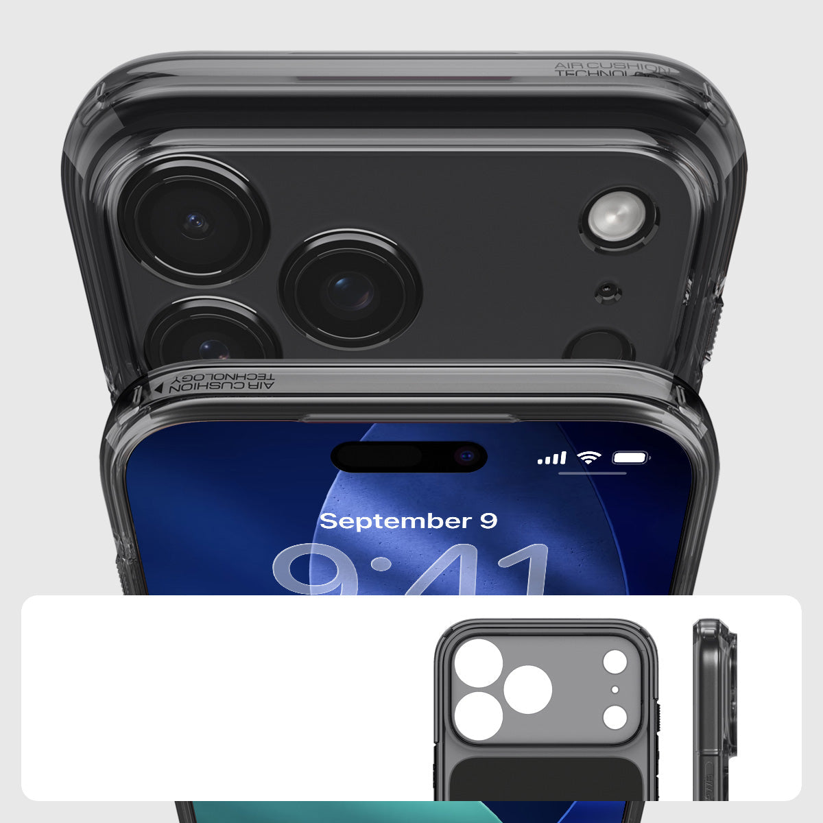 Handyhülle für iPhone 17 Pro, Spigen Ultra Hybrid T Mag (CC) mit MagSafe, Rauchfarben-Schwarz