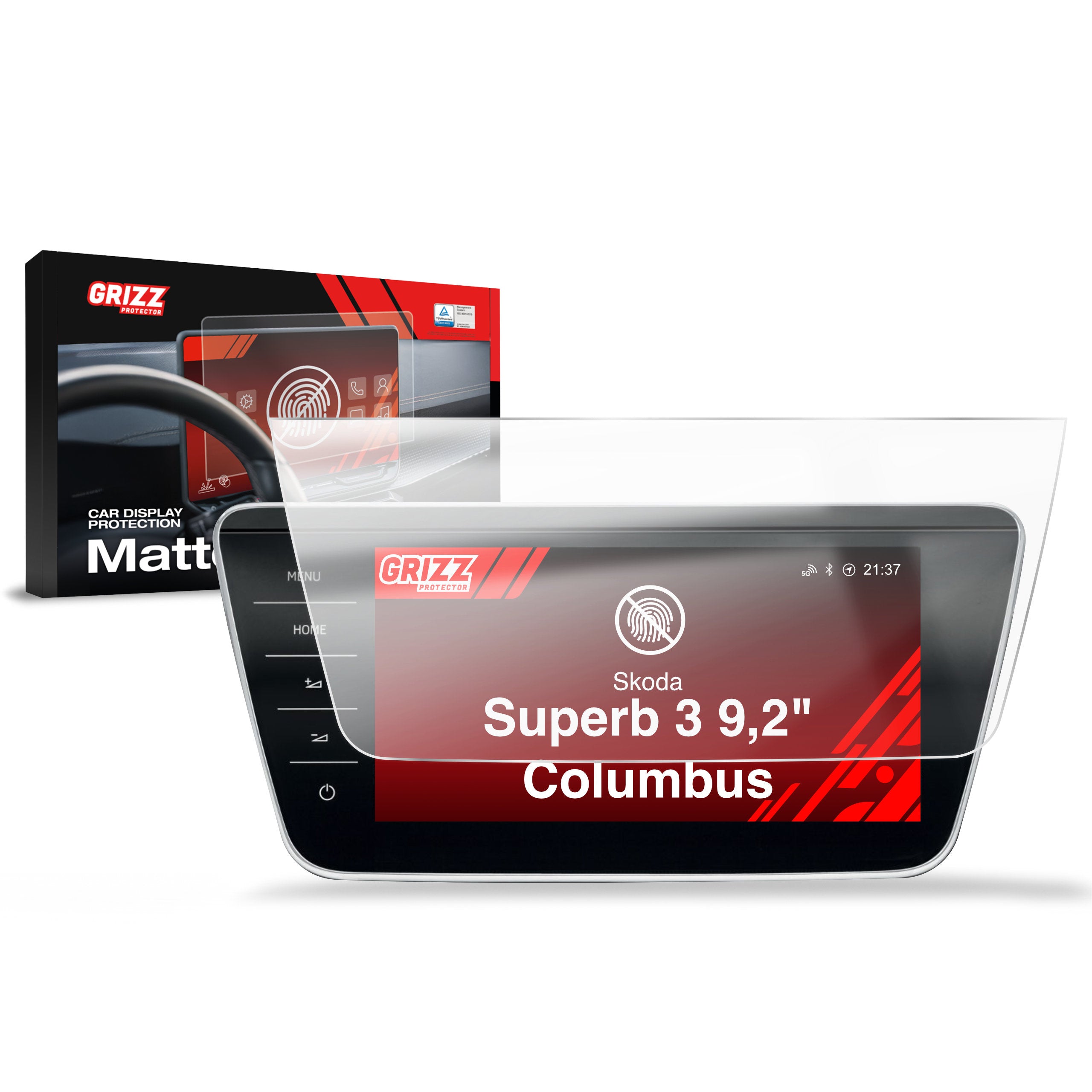 Matte Autodisplayfolie für Skoda Superb 3 9,2" Columbus (2015-2024), Grizz Protector