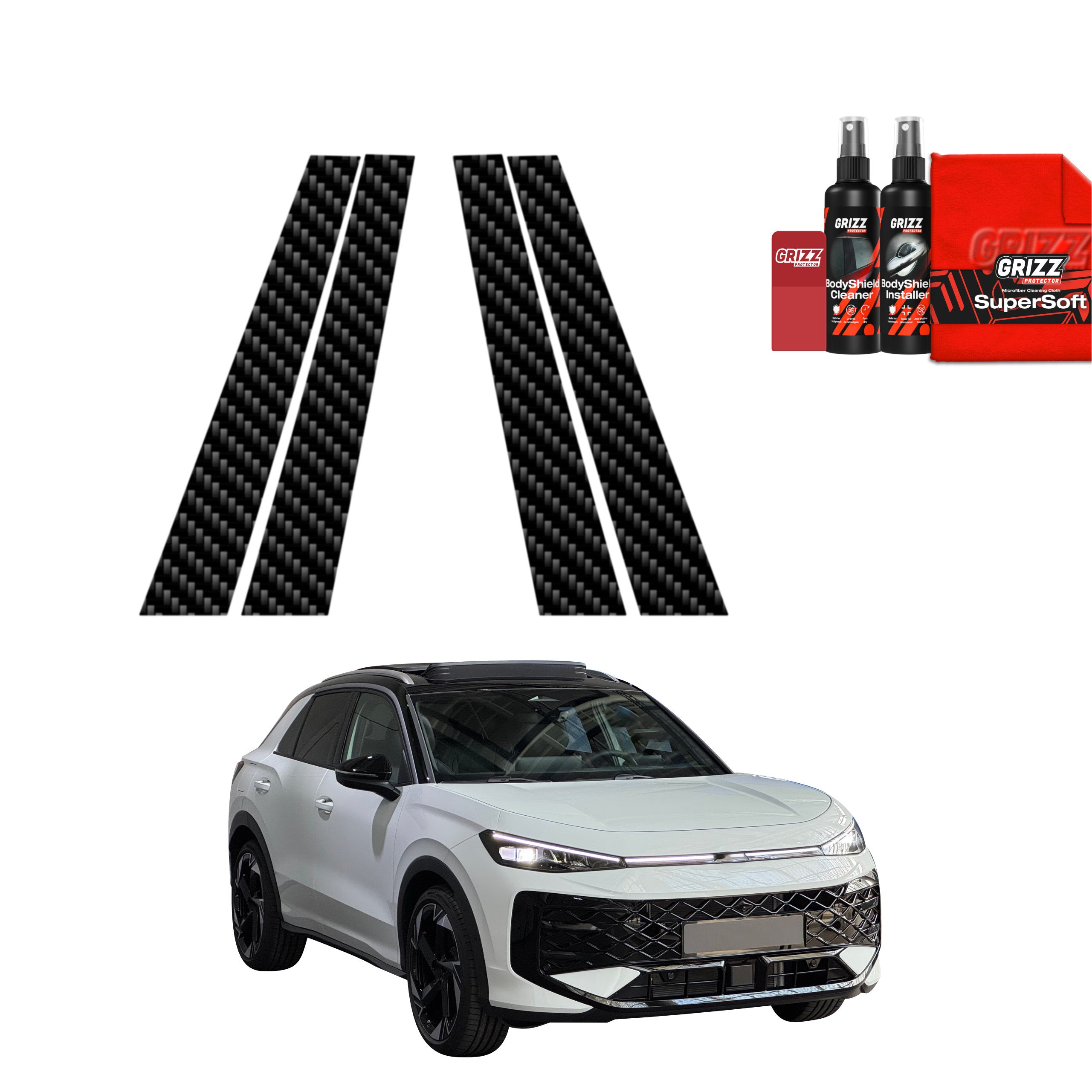 4in1 Kohlenstoff Schutzfolie Grizz Protector für B-Säule - Volkswagen T-Roc (2025-2026)