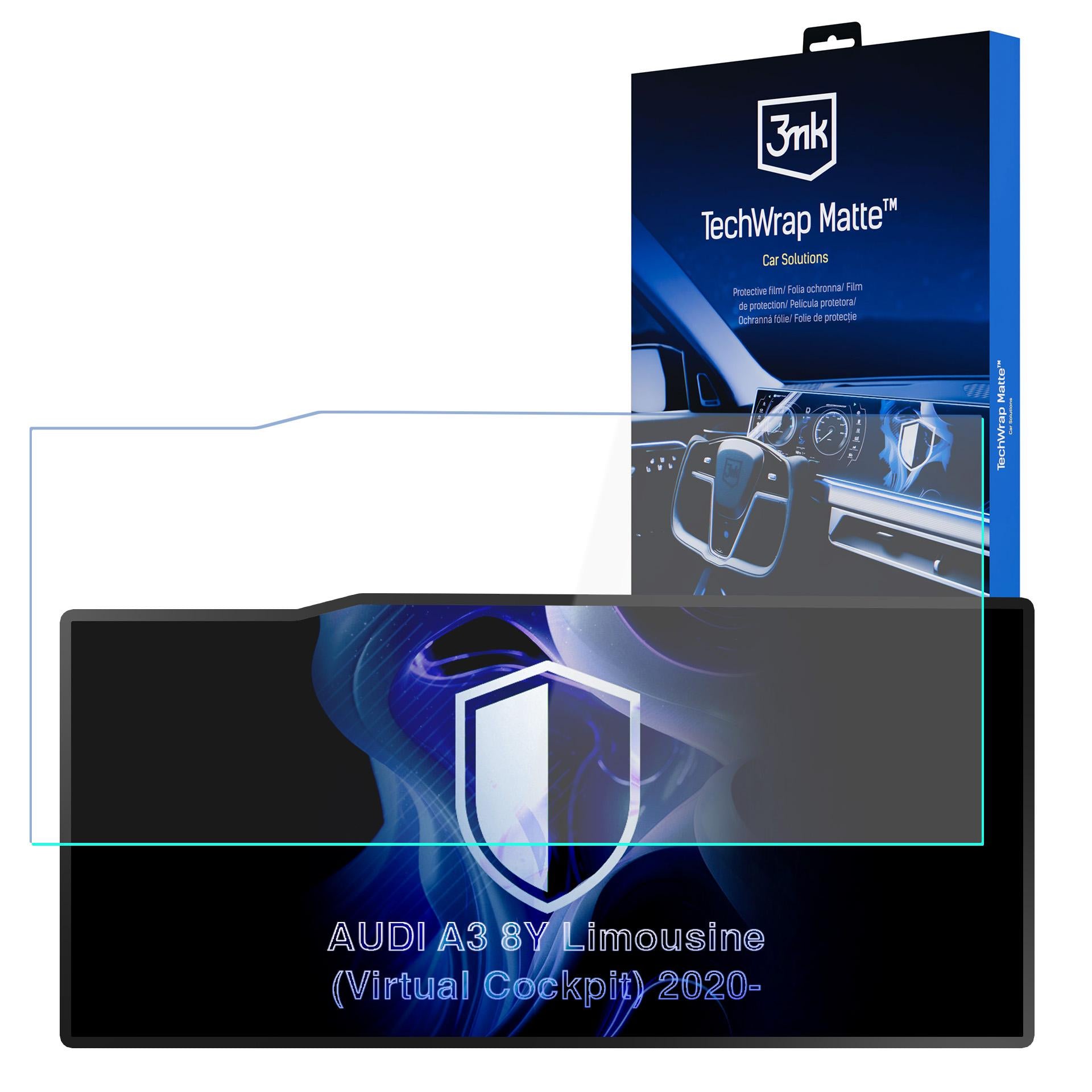Matte Schutzfolie für den Navigationsbildschirm für AUDI A3 8Y Limousine Virtual Cockpit (2020 - ), 3mk TechWrap Matte