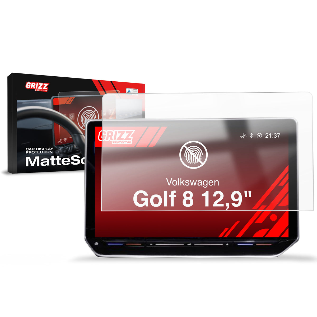 Matte Autodisplayfolie für Volkswagen Golf 8 12,9" (2024-2026), Grizz Protector