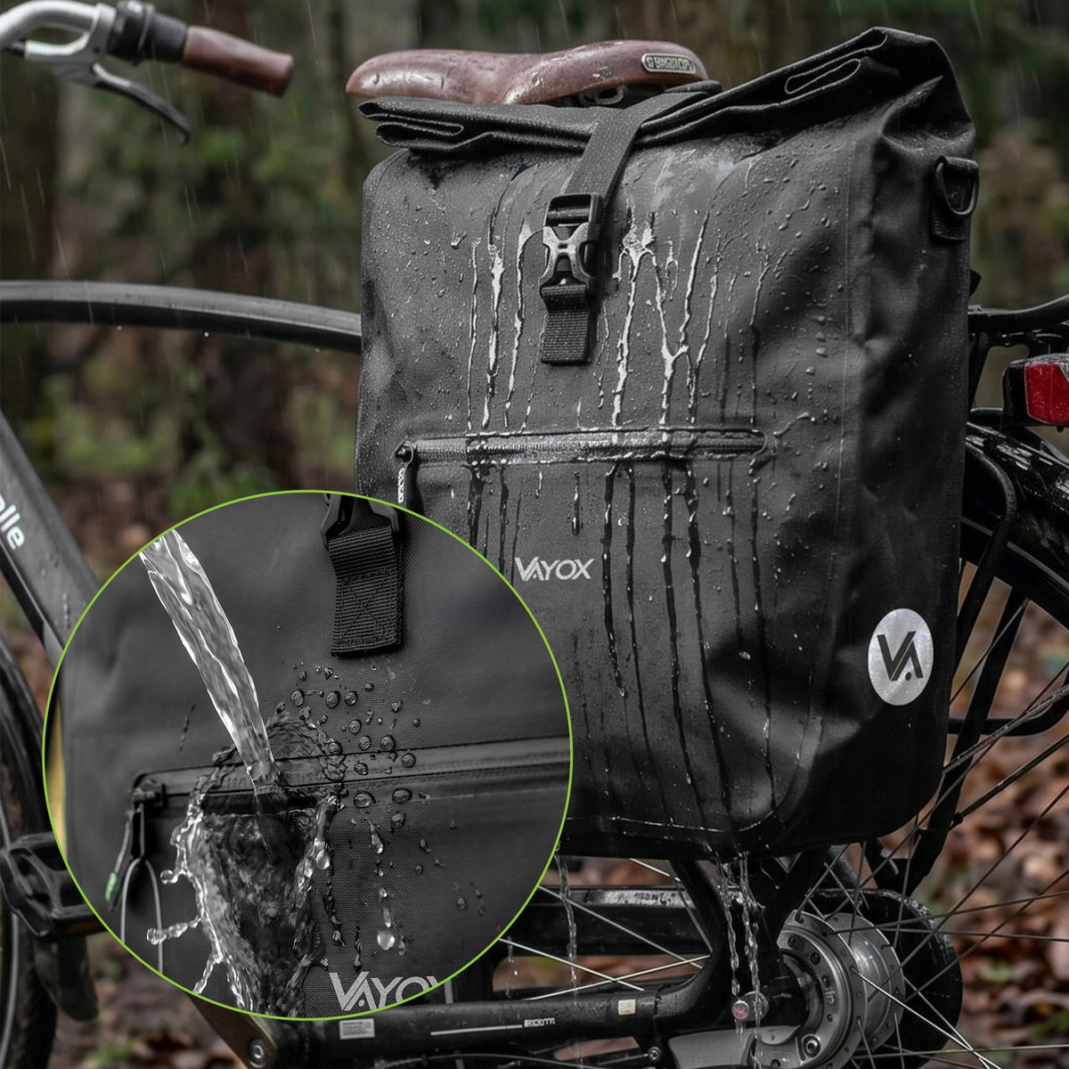 Fahrradtasche für den Gepäckträger, Vayox VA0445B 25L, Schwarz