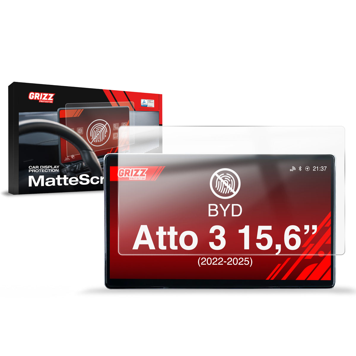Matte Autodisplayfolie für BYD Atto 3 15,6" (2022-2026), Grizz Protector