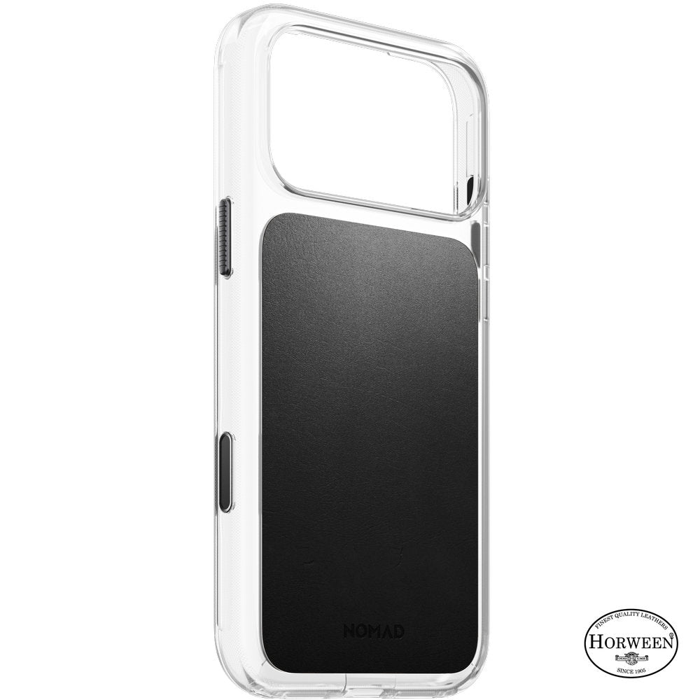 Handyhülle aus Naturleder für iPhone 18 Pro Max / 17 Pro Max, Nomad Modern Leather Case Horween Series mit MagSafe, Transparent und Schwarz (6/9)