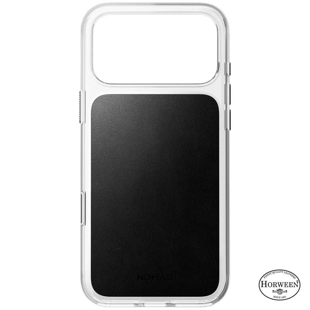 Handyhülle aus Naturleder für iPhone 18 Pro Max / 17 Pro Max, Nomad Modern Leather Case Horween Series mit MagSafe, Transparent und Schwarz (8/9)