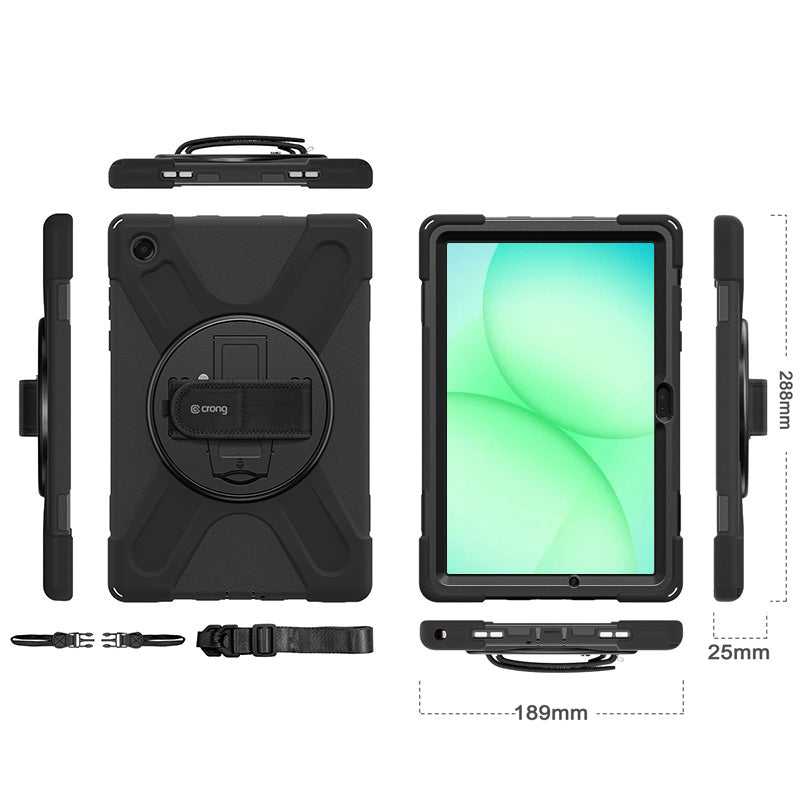 Hülle gepanzert für Galaxy Tab A11 Plus, Crong Defender Plus, schwarz