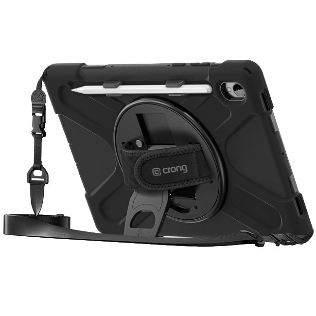 Hülle mit Schulterriemen, gepanzert für Galaxy Tab S11, Crong Defender Plus, schwarz