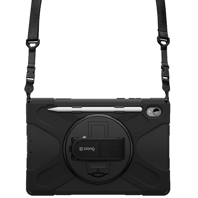 Hülle mit Schulterriemen, gepanzert für Galaxy Tab S11, Crong Defender Plus, schwarz