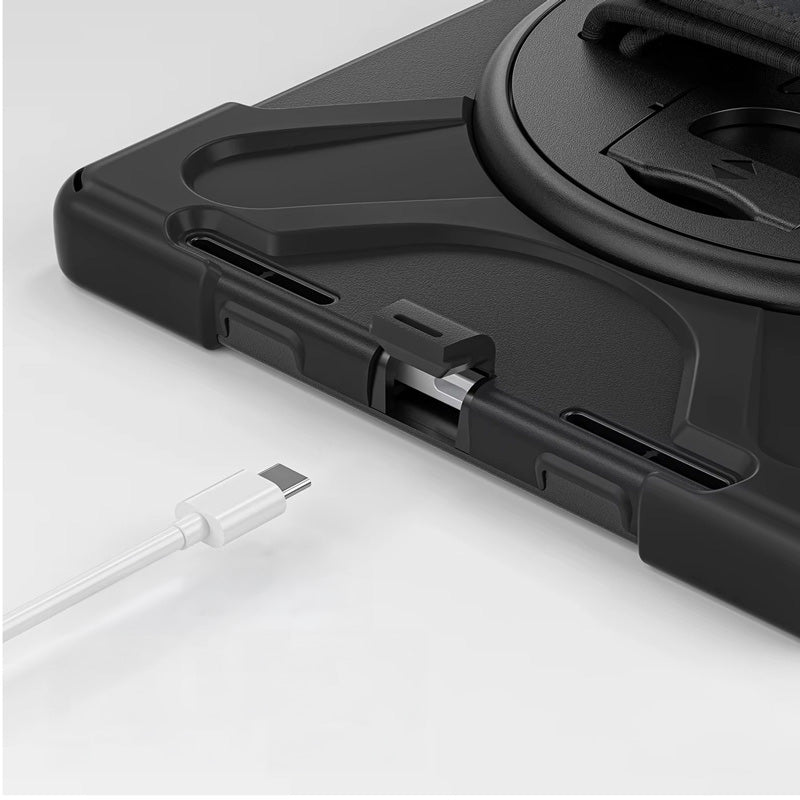 Hülle mit Schulterriemen für iPad Air 11'' A16 2025 / 10.9 2022, Crong Defender Plus, schwarz