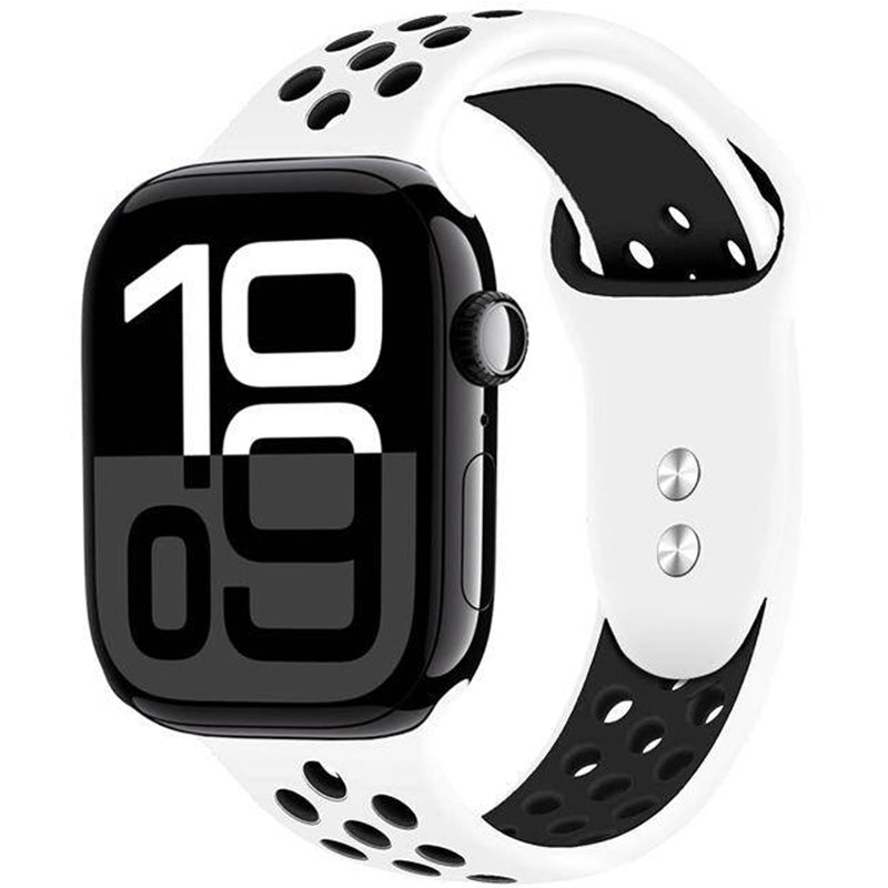 Armband für Apple Watch 42/41/40/38 mm, Crong Duo Sport, Weiß-Schwarz