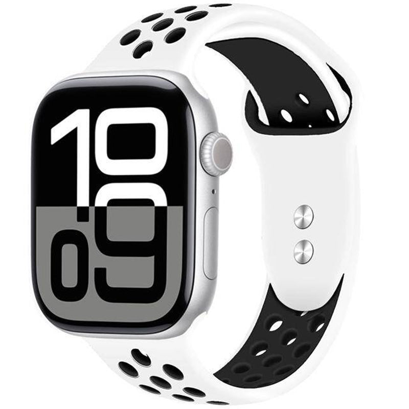 Armband für Apple Watch 42/41/40/38 mm, Crong Duo Sport, Weiß-Schwarz