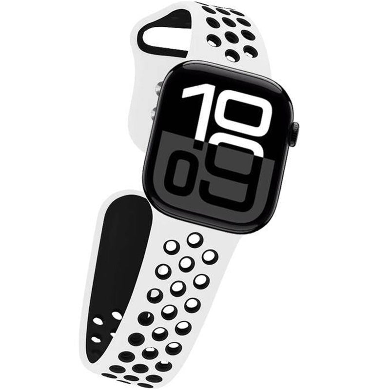 Armband für Apple Watch 42/41/40/38 mm, Crong Duo Sport, Weiß-Schwarz