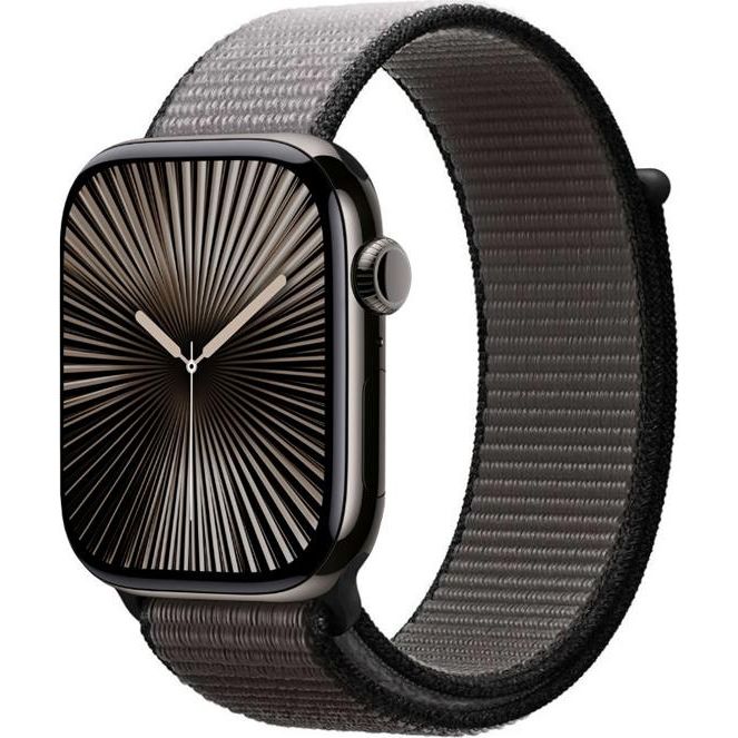 Nylon Armband für Apple Watch 49/46/45/44 mm, Crong Nylon, Schwarz-Grau