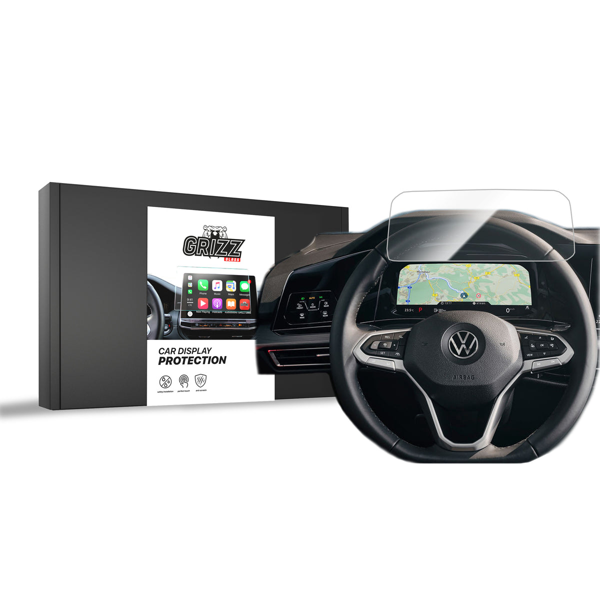 Keramische Autodisplayfolie für Volkswagen Golf 8 Digital Cockpit 10,25" (2020-2026), Grizz Protector