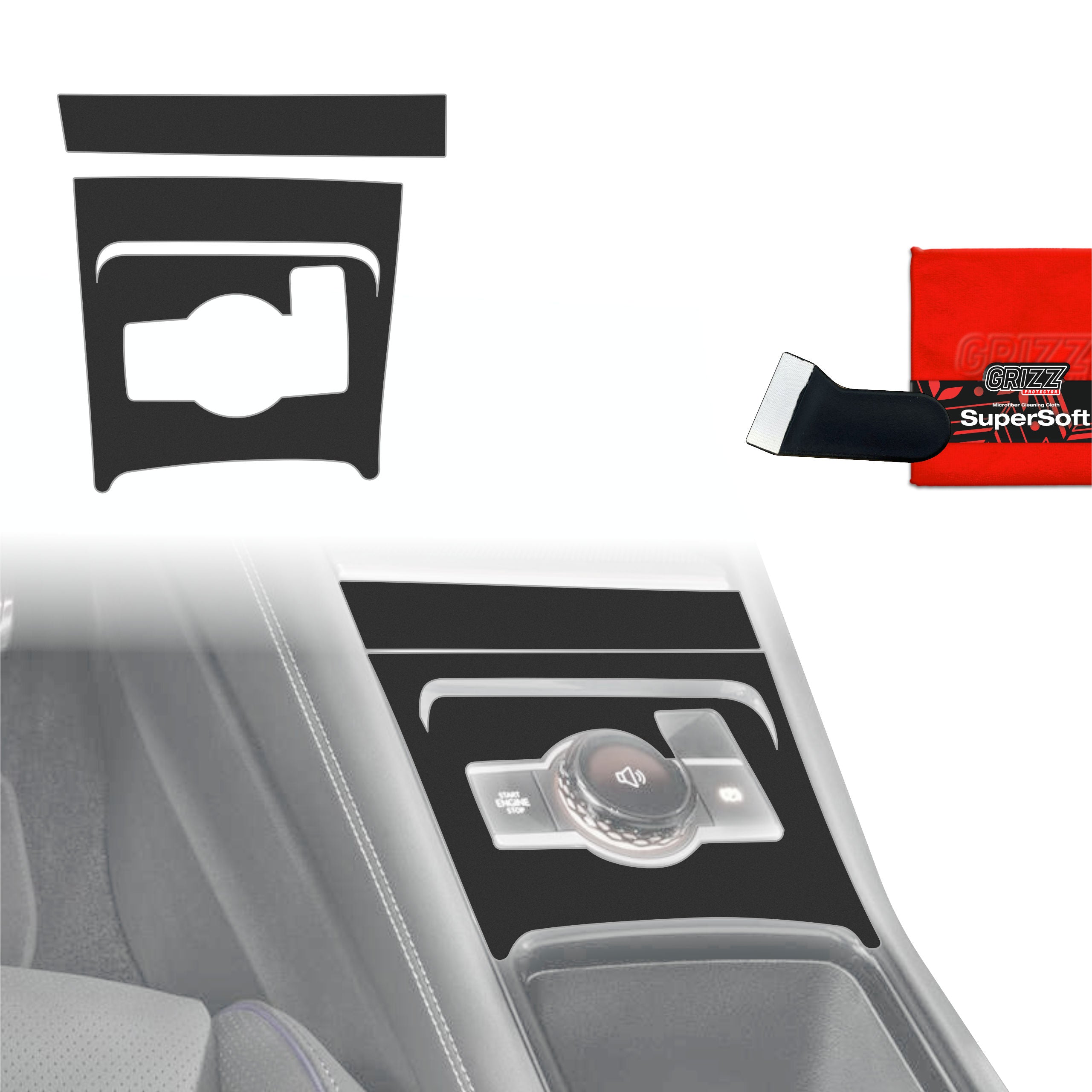 2in1 Schutzfolien Grizz Protector für Mittelkonsole - Volkswagen Tiguan 3 (2024-2026) Schwarz Matt Antifingerprint