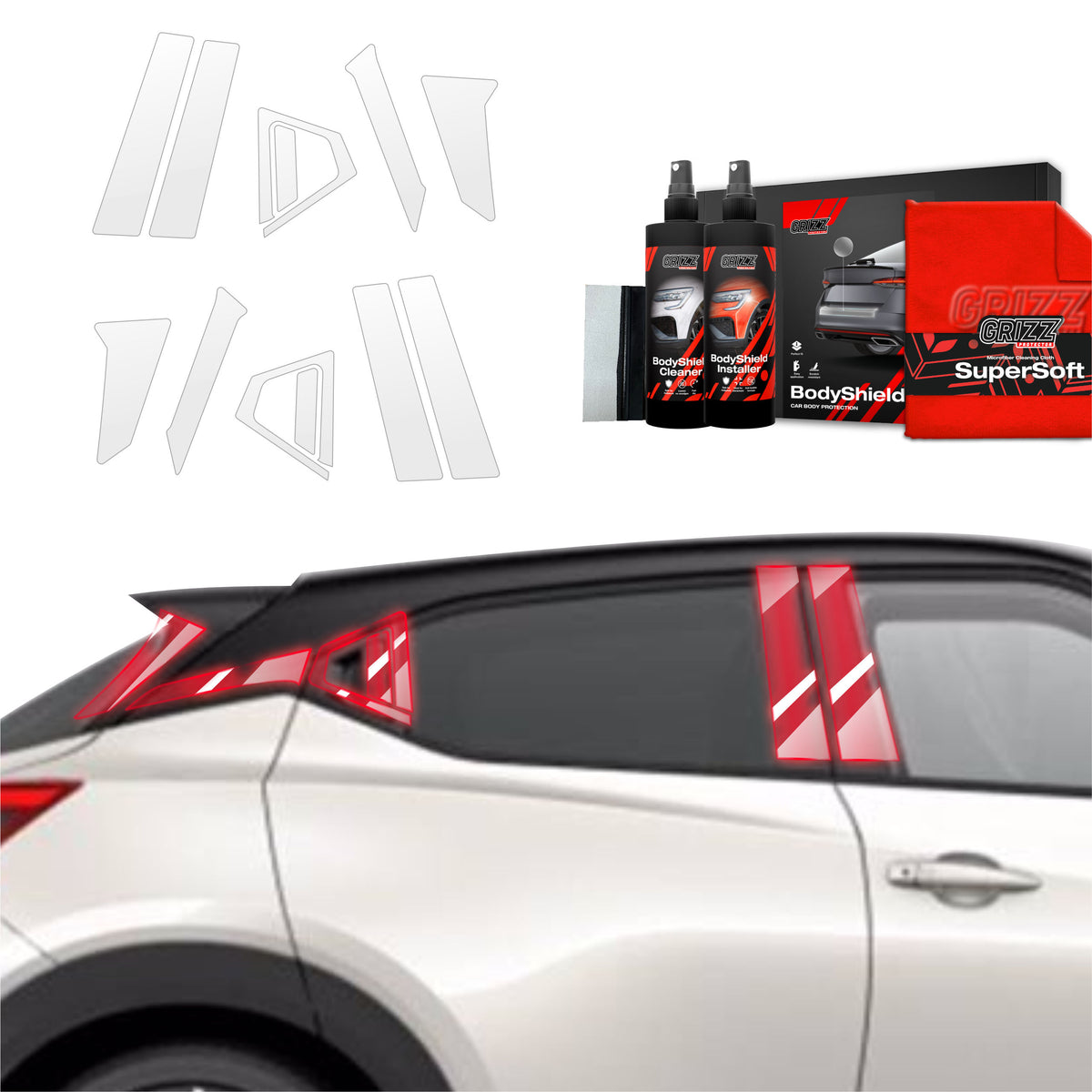 10in1 Schutzfolie Grizz Protector für B-Säule - Nissan Juke Facelift (2024-2026)
