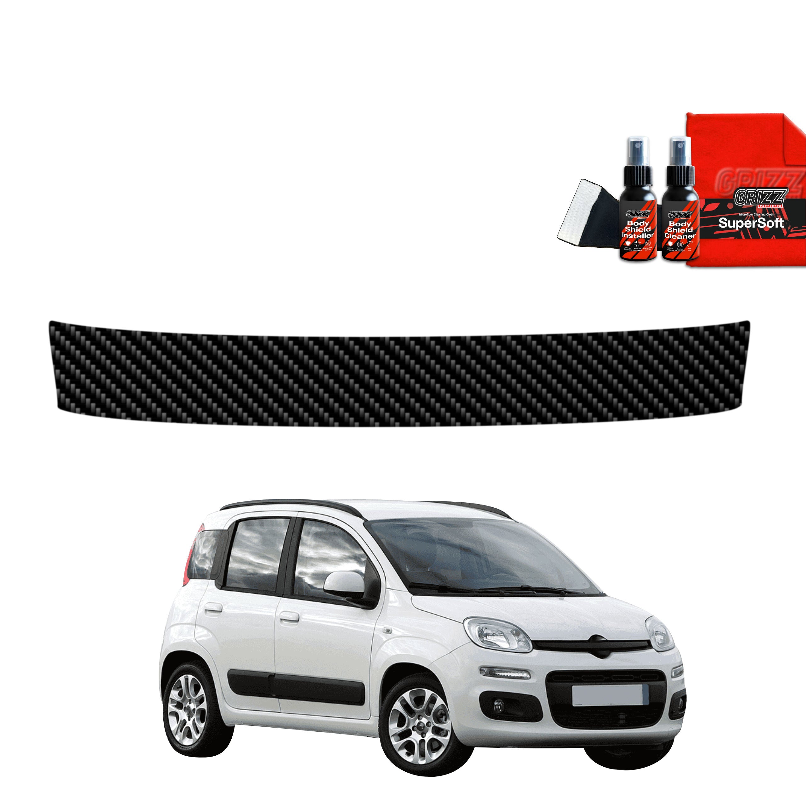 Kohlenstoff Schutzfolie Grizz Protector für Ladekante - Fiat Panda 3 Hatchback 5D (2011-2016)