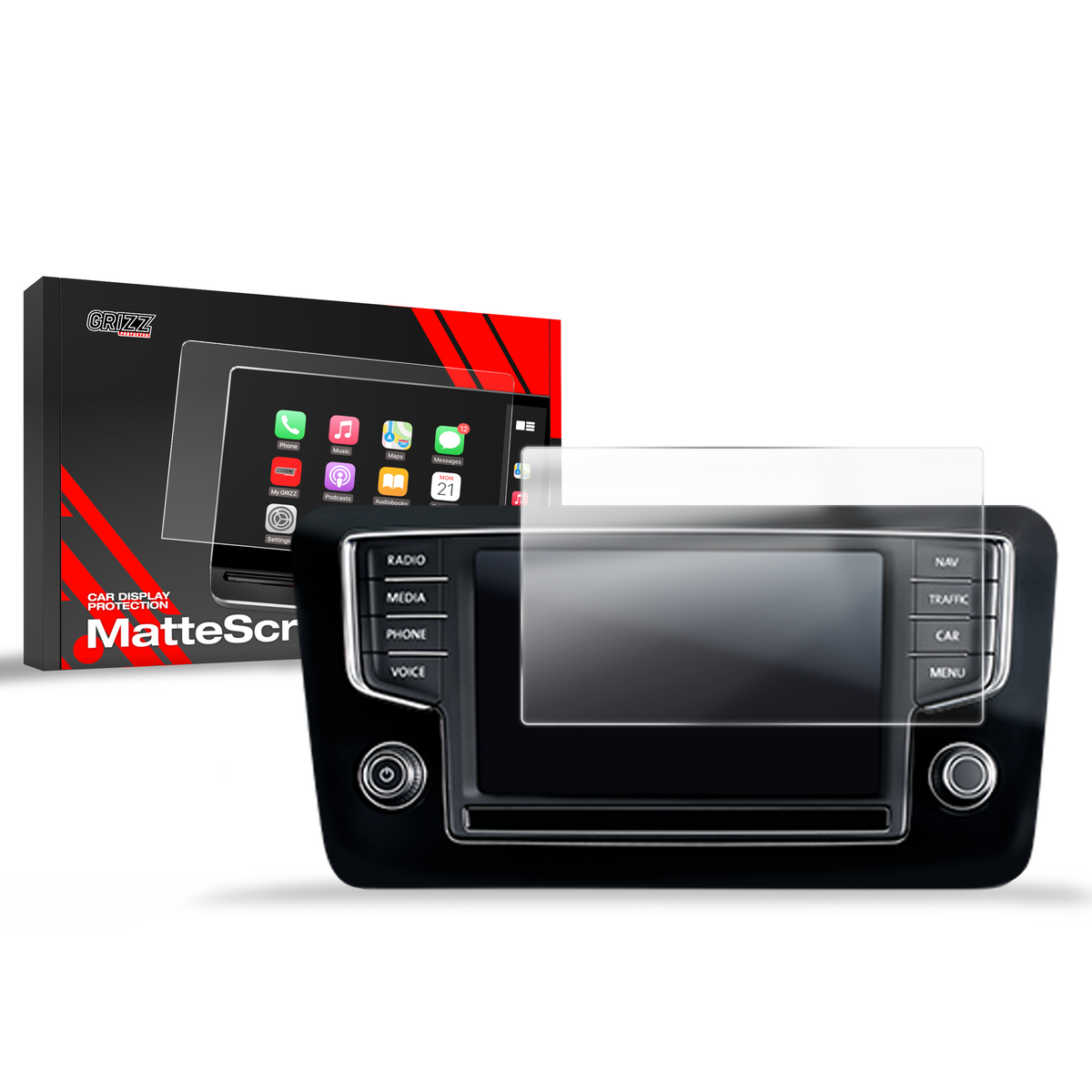 Matte Autodisplayfolie für Volkswagen Tiguan 2 Discover Media (2017-2019), Grizz Protector
