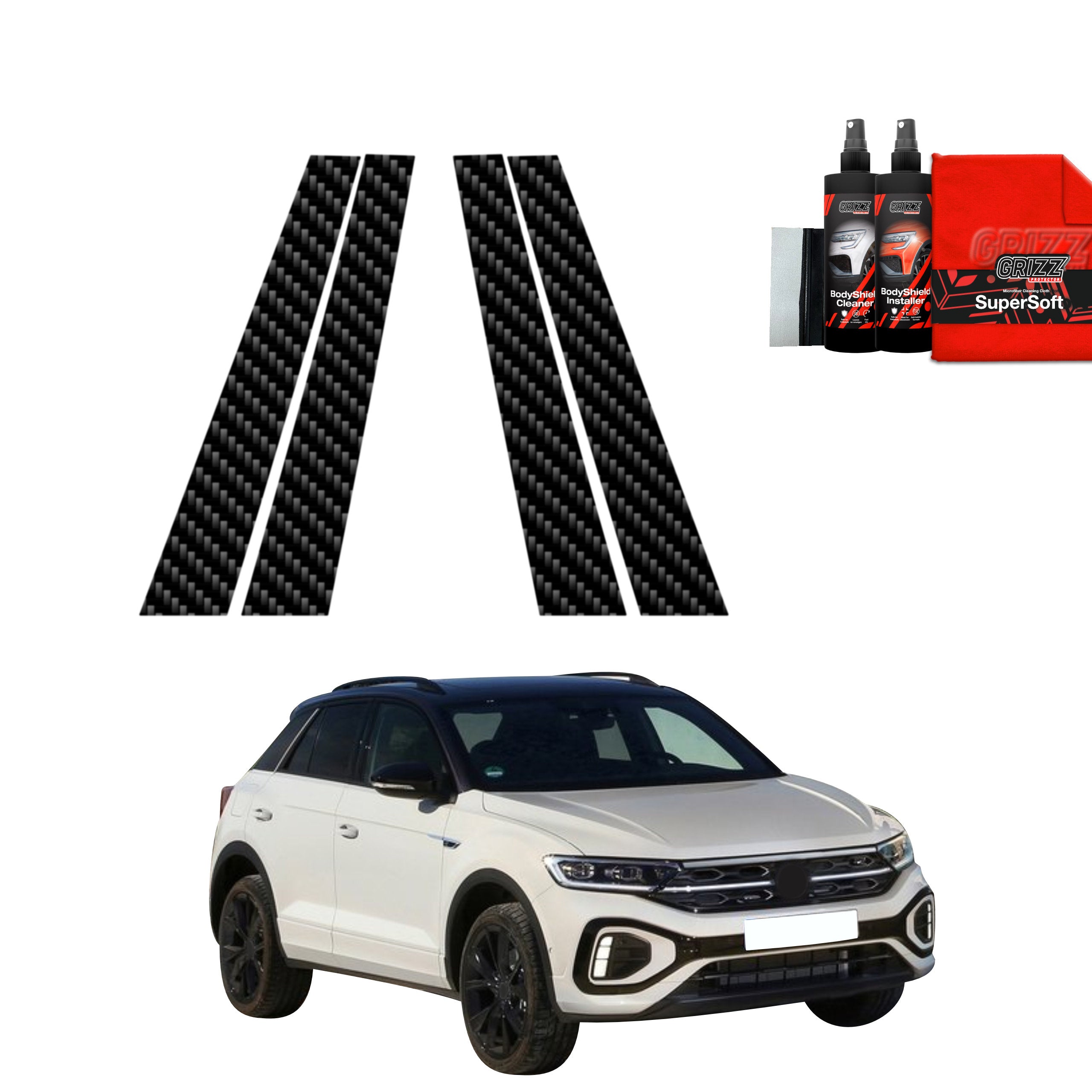 4in1 Kohlenstoff Schutzfolie Grizz Protector für B-Säule - Volkswagen T-Roc (2021-2025)