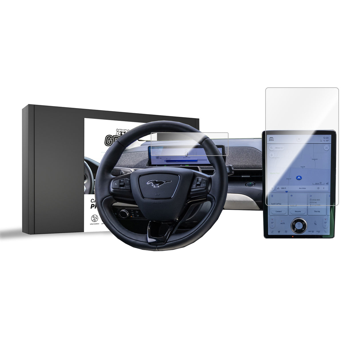 Keramische Autodisplayfolie 2in1 für Ford Mustang Mach-E (2020-2026), Grizz Protector