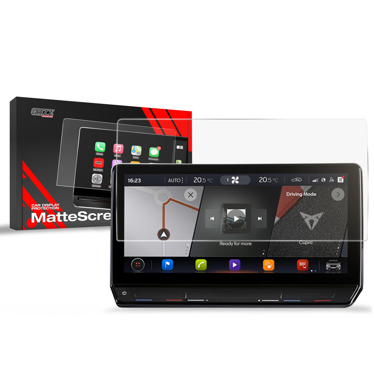 Matte Autodisplayfolie für Cupra Formentor 12" (2020-2024), Grizz Protector, 2 Stück