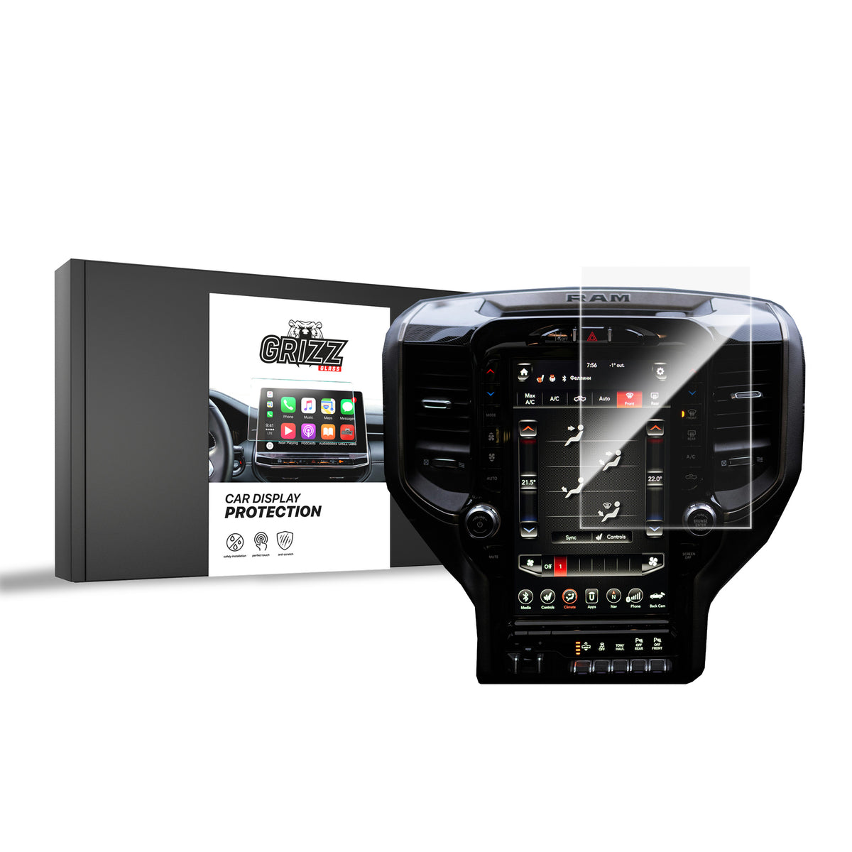 Keramische Autodisplayfolie für Dodge Ram 1500 DT 12,3" (2019-2026), Grizz Protector
