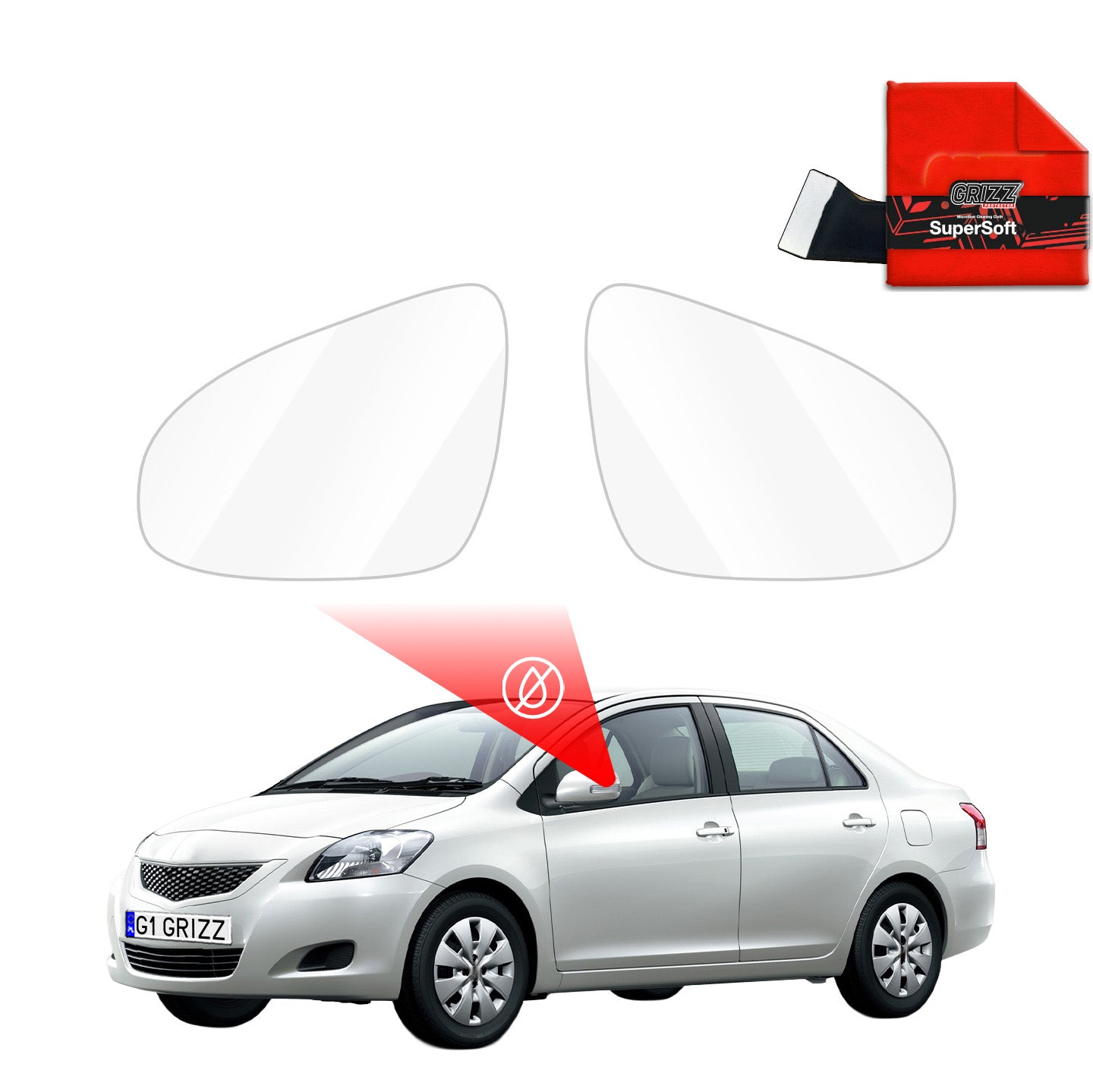 Regenschutzfolie Grizz Protector für Außenspiegel - Toyota Belta (2008-2012)