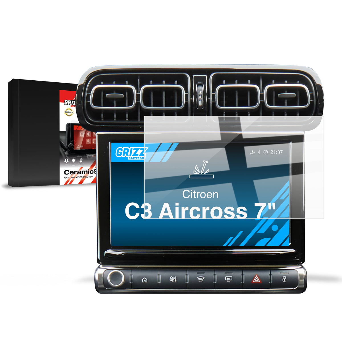 Keramische Autodisplayfolie für Citroen C3 Aircross 7" (2021-2024), Grizz Protector