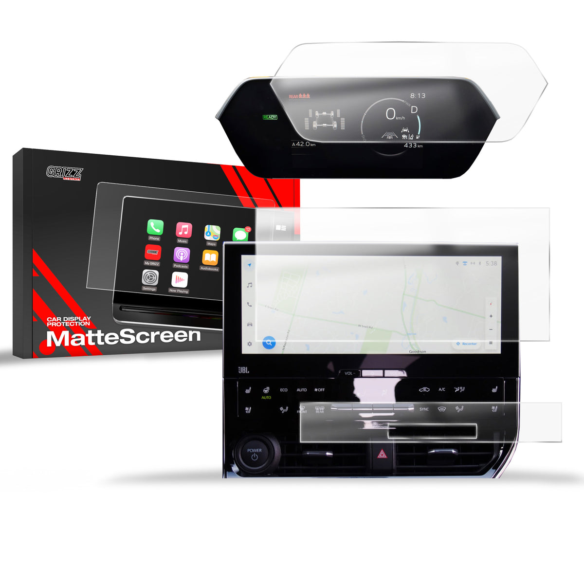 Matte Autodisplayfolie 3in1 für Toyota bZ4X 12,3" (2022-2026), Grizz Protector