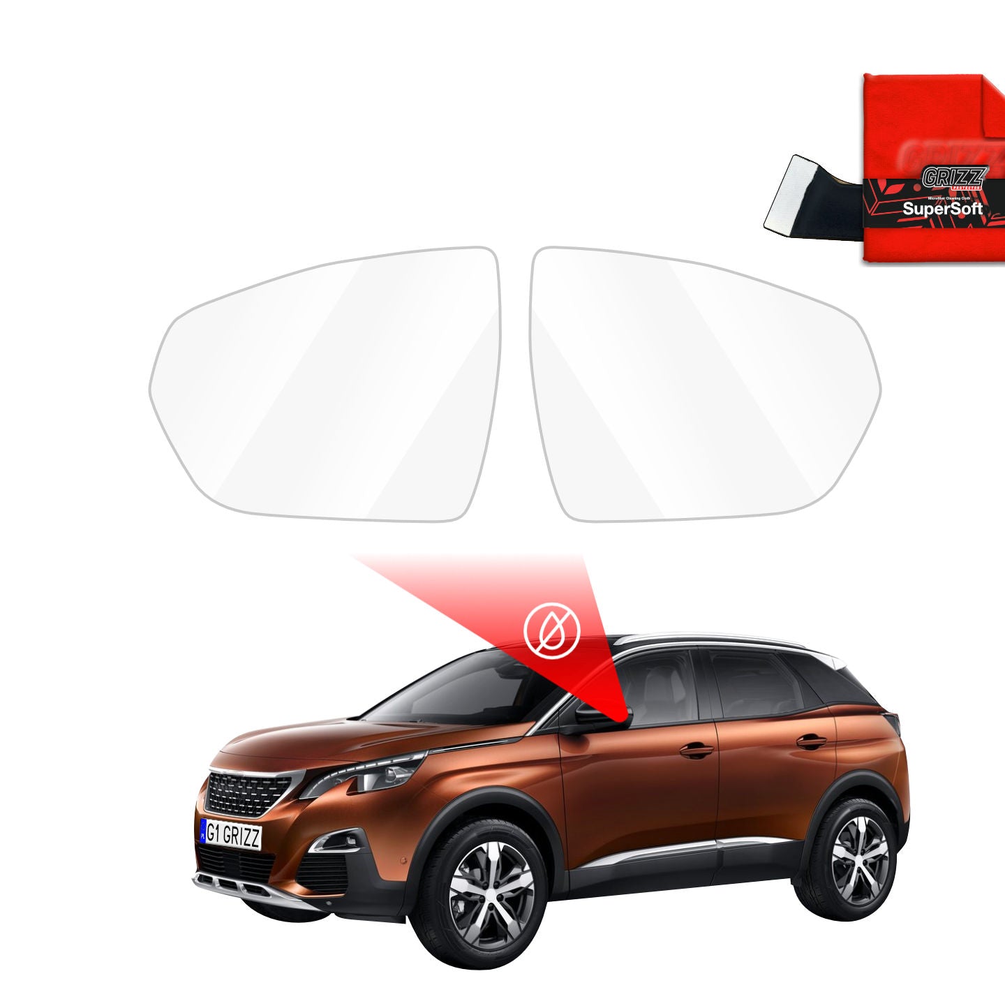Regenschutzfolie Grizz Protector für Außenspiegel - Peugeot 3008 P84 (2016-2020)