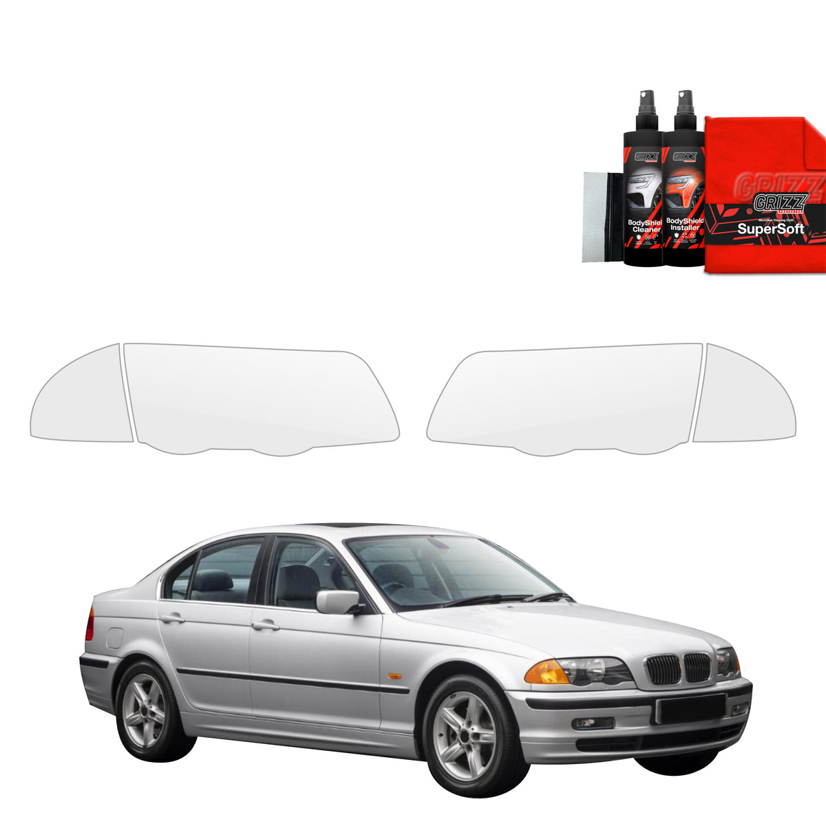 4in1 Schutzfolie Grizz Protector für Scheinwerfer - BMW 3 E46 Sedan Pre-LCI (1998-2001)