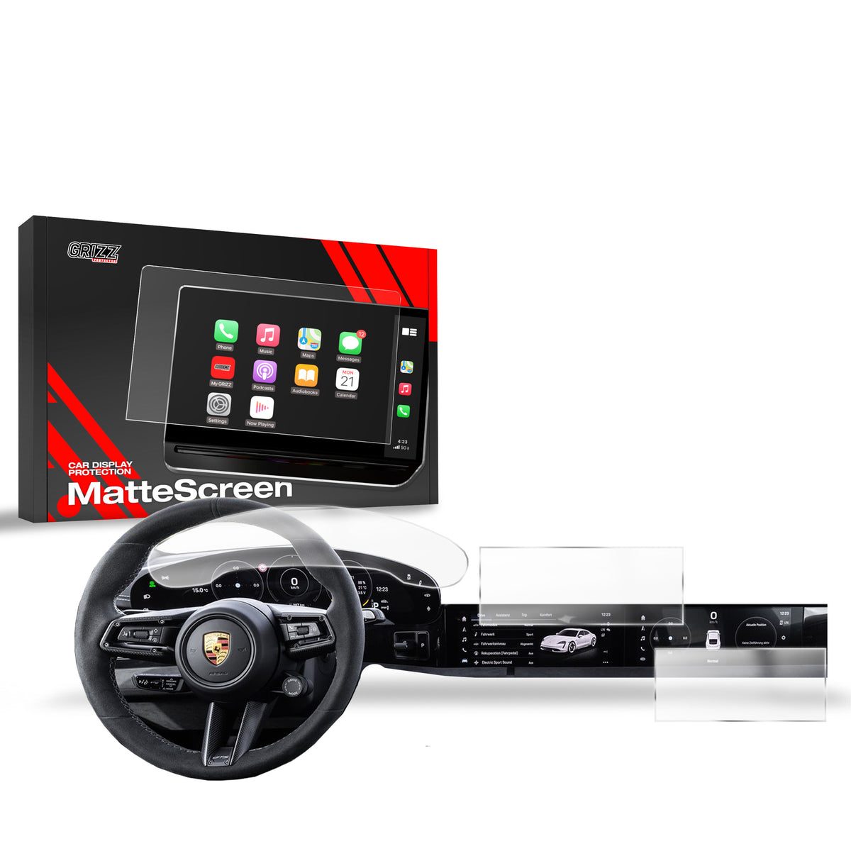 Matte Autodisplayfolie 3in1 für Porsche Taycan (2019-2026), Grizz Protector