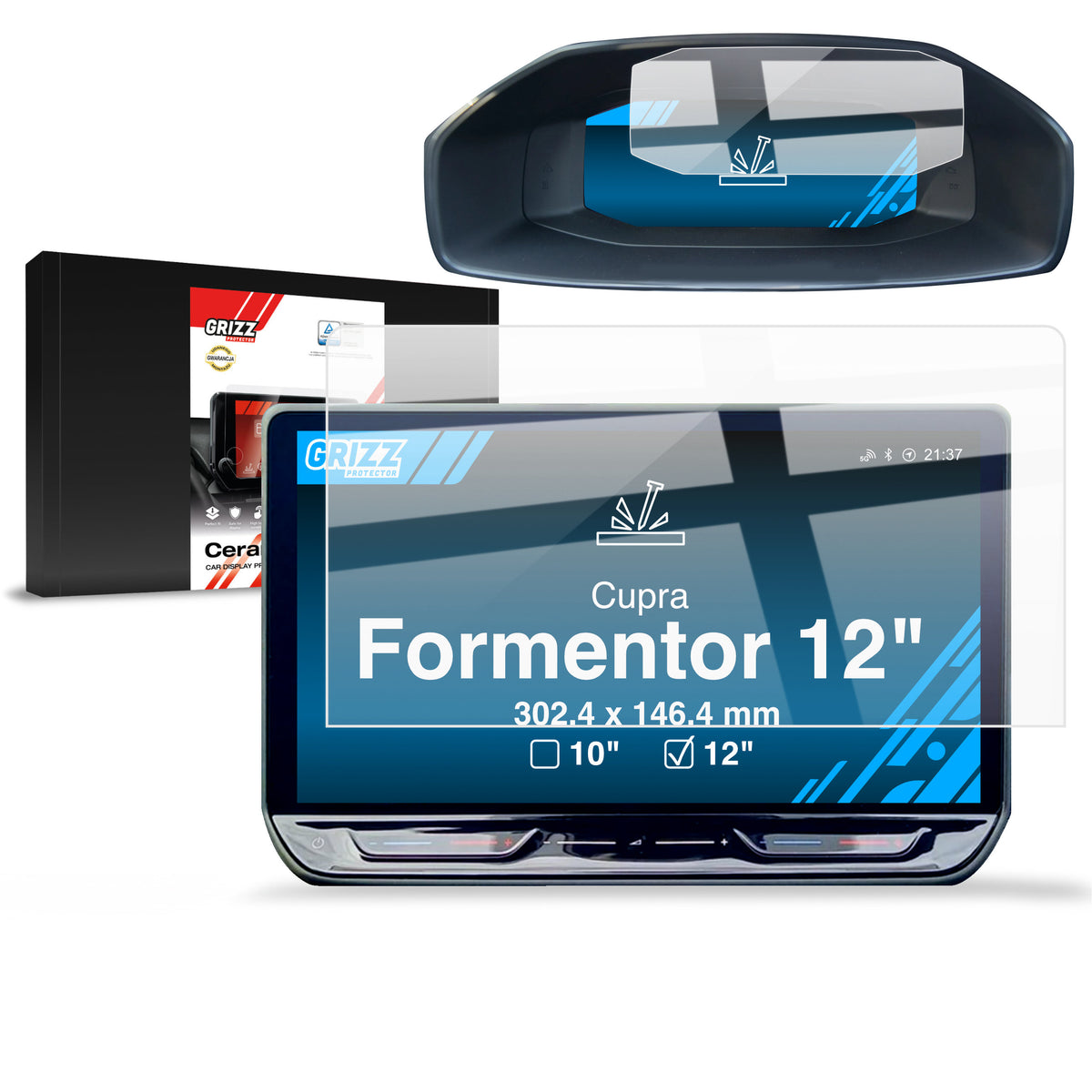Keramische Autodisplayfolie 2in1 für Cupra Formentor 12" (2020-2024), Grizz Protector