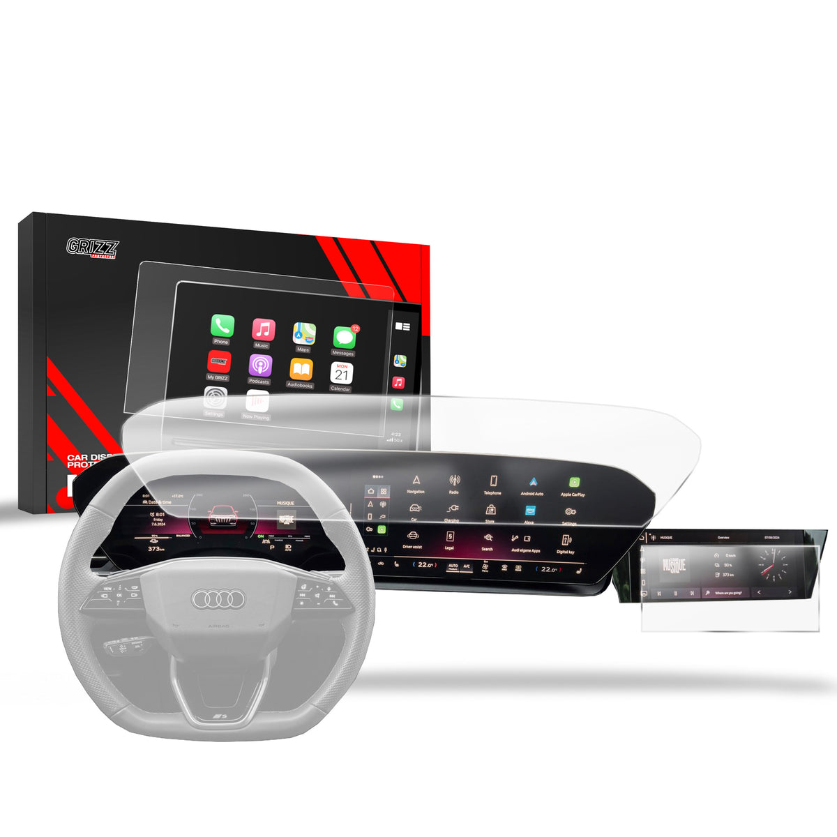 Matte Autodisplayfolie 2in1 für Audi Q6 e-tron (2024-2026), Grizz Protector