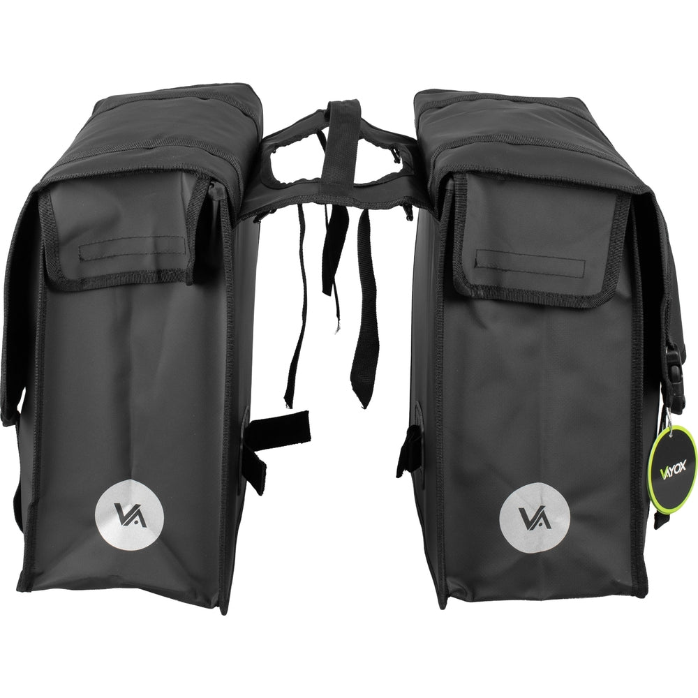 Fahrradtasche für den Gepäckträger, doppelt mit Griff, Vayox VA0446 40L, Schwarz