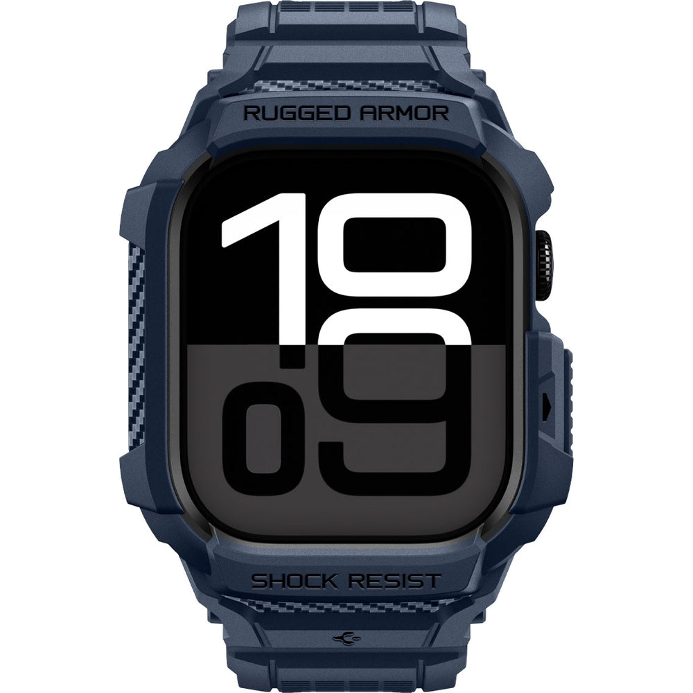 Schutzhülle mit Armband für Apple Watch 11 / 10 42 mm, Spigen Rugged Armor Pro 2, Dunkelblau