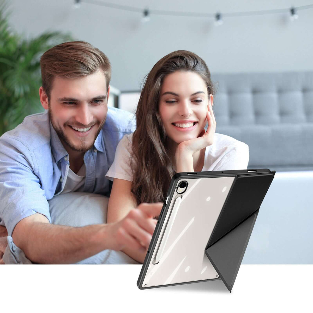Handyhülle mit Klappe für Galaxy Tab S10 FE / S10 Lite / S9 FE / S9, Dux Ducis Magi, Schwarz und Transparent