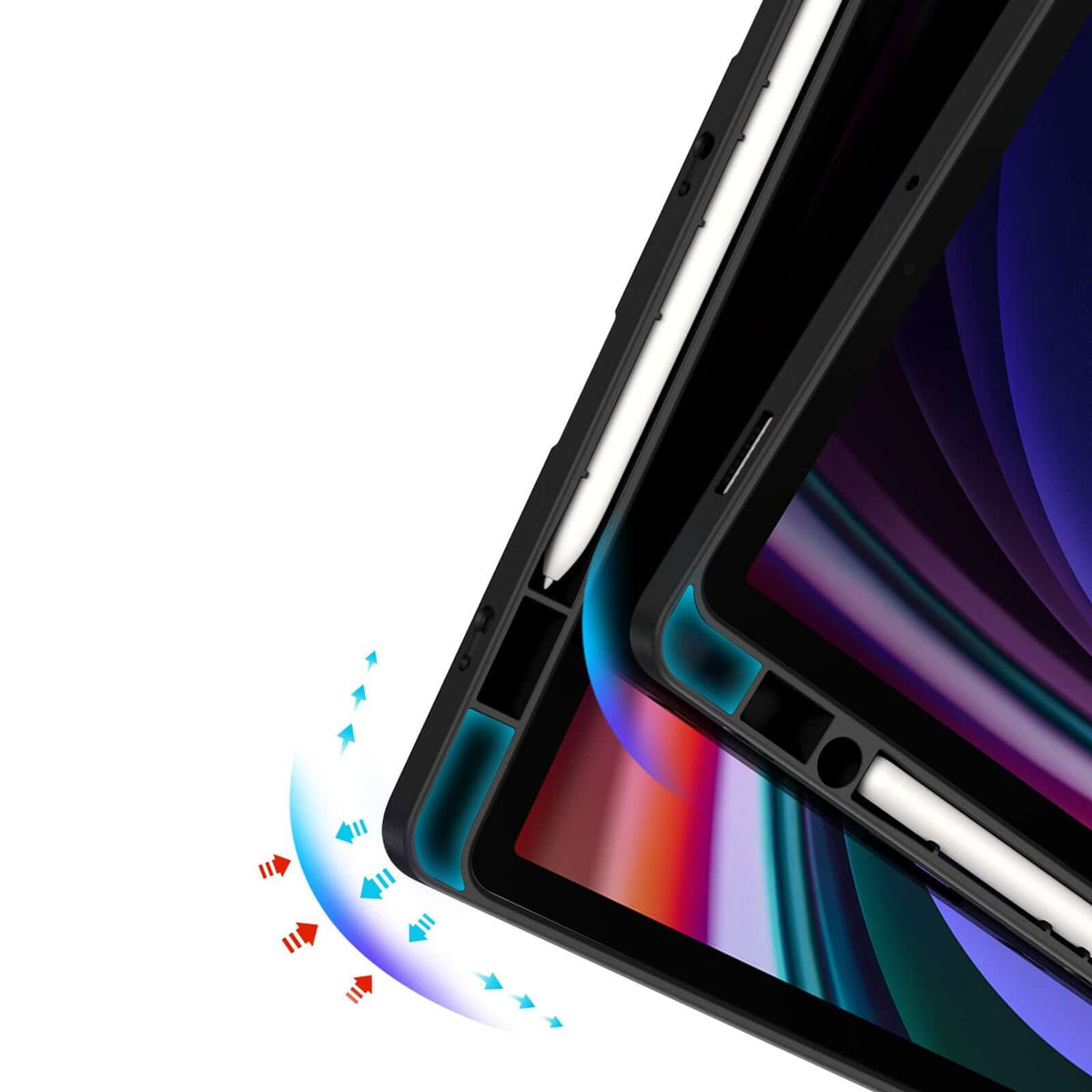 Handyhülle mit Klappe für Galaxy Tab S10 FE / S10 Lite / S9 FE / S9, Dux Ducis Magi, Schwarz und Transparent
