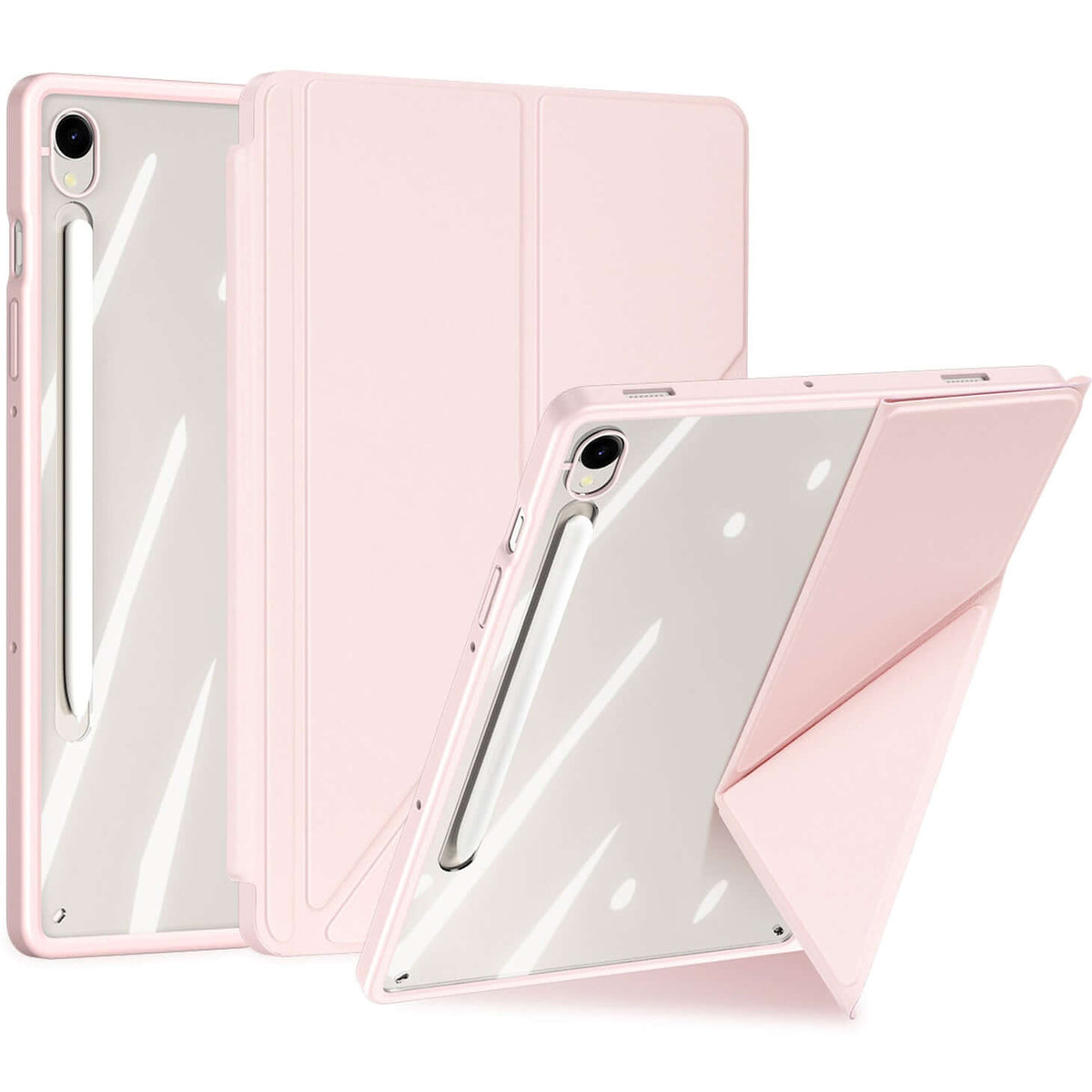 Schutzhülle mit Klappe für Galaxy Tab S10 FE / S9 FE / S9, Dux Ducis Magi, Transparent und Rosa
