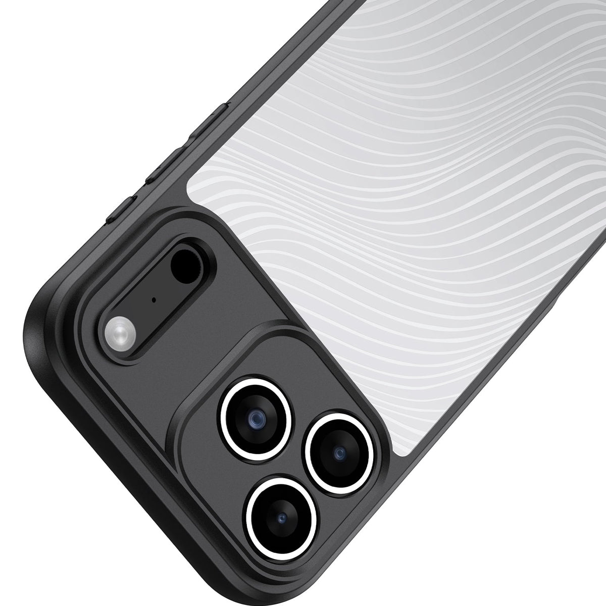 Handyhülle für iPhone 17 Pro, Dux Ducis Aimo, Transparent mit schwarzen Rahmen