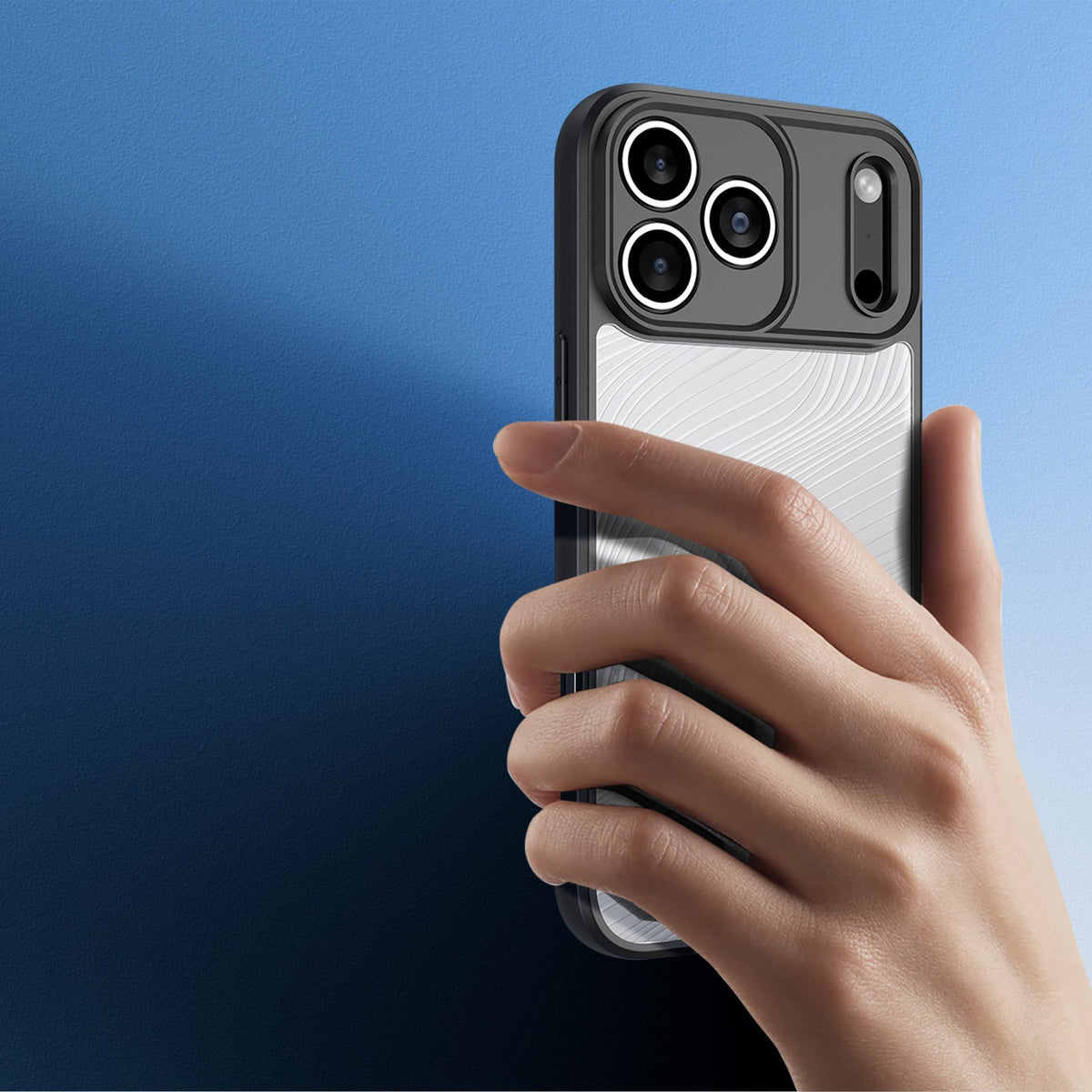Handyhülle für iPhone 17 Pro Max, Dux Ducis Aimo, Transparent mit schwarzen Rahmen